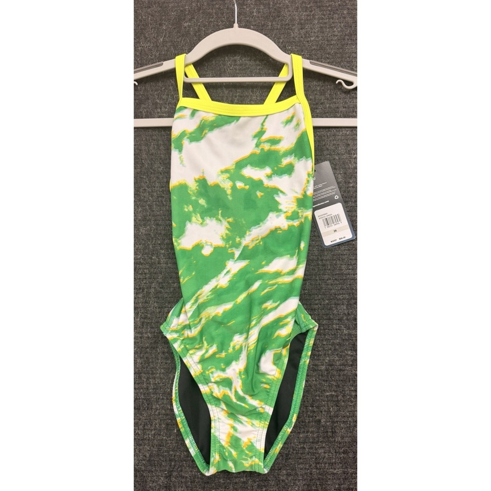 NWT Speedo Endurance+ Women's One Piece Swimsuit Black Green Size 26